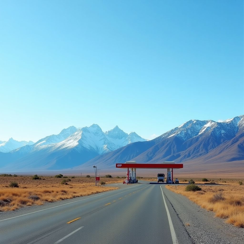 Estación YPF en ruta patagónica